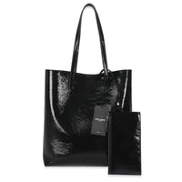 Black Crinkled Patent Bold Shopping Tote