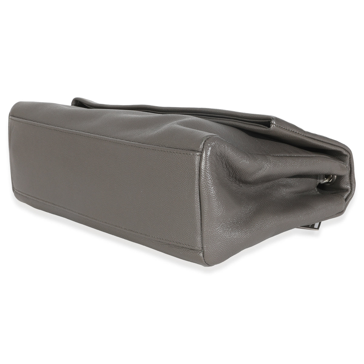 Saint Laurent Grey Grained Calfskin Medium West Hollywood Monogram Fold Over Bag Handbag clasp