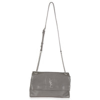 Grey Grained Calfskin Medium West Hollywood Monogram Fold Over Bag