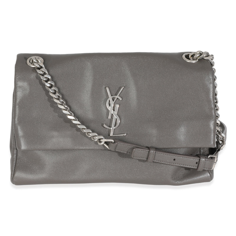 Grey Grained Calfskin Medium West Hollywood Monogram Fold Over Bag