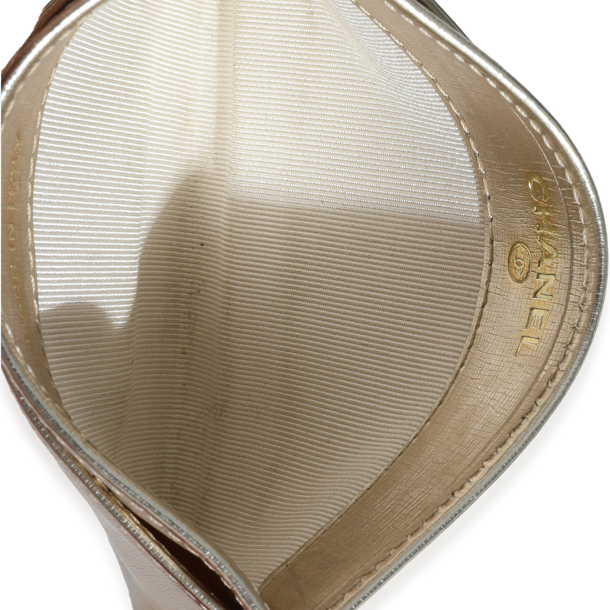 Silver Metallic Calfskin CC Card Holder