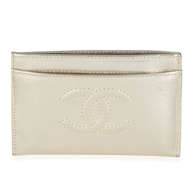 Silver Metallic Calfskin CC Card Holder