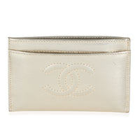 Silver Metallic Calfskin CC Card Holder