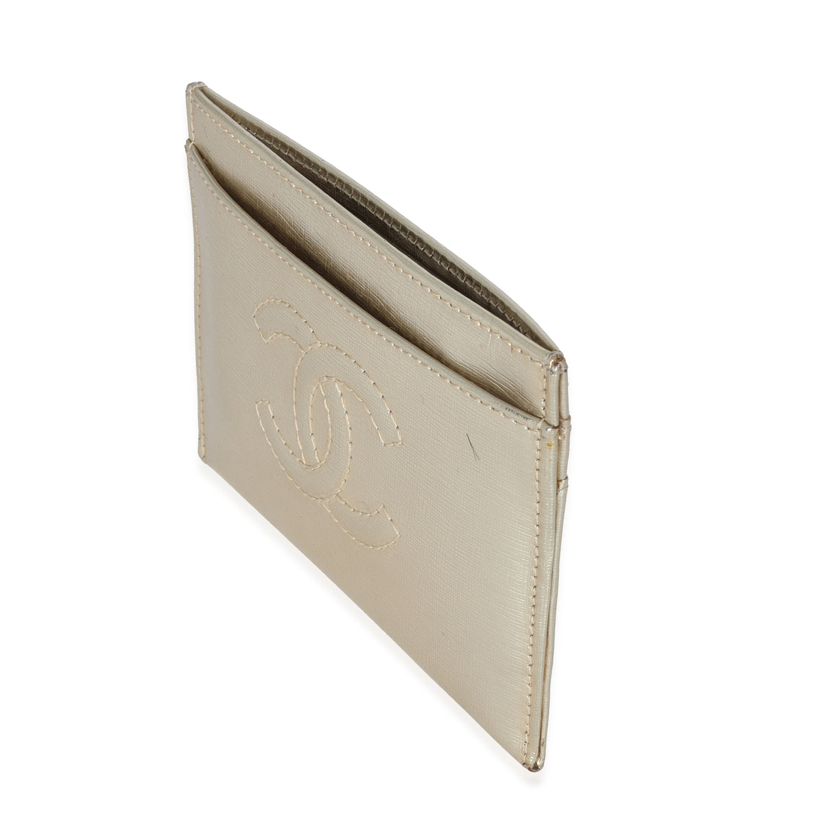 Silver Metallic Calfskin CC Card Holder