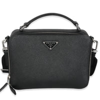 Prada Black Saffiano Medium Brique Crossbody Bag Handbag fv