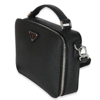 Prada Black Saffiano Medium Brique Crossbody Bag Handbag sv