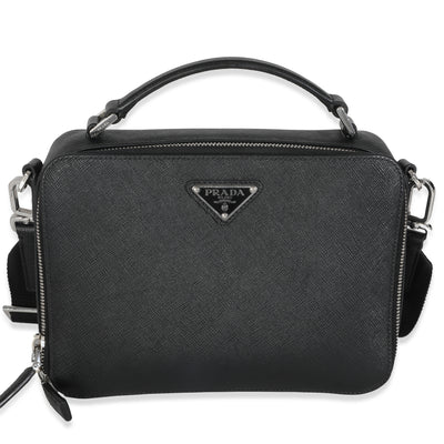 Black Saffiano Medium Brique Crossbody Bag