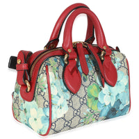 Blue Beige GG Supreme Monogram Blooms Mini Boston