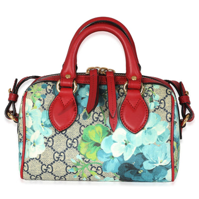 Blue Beige GG Supreme Monogram Blooms Mini Boston