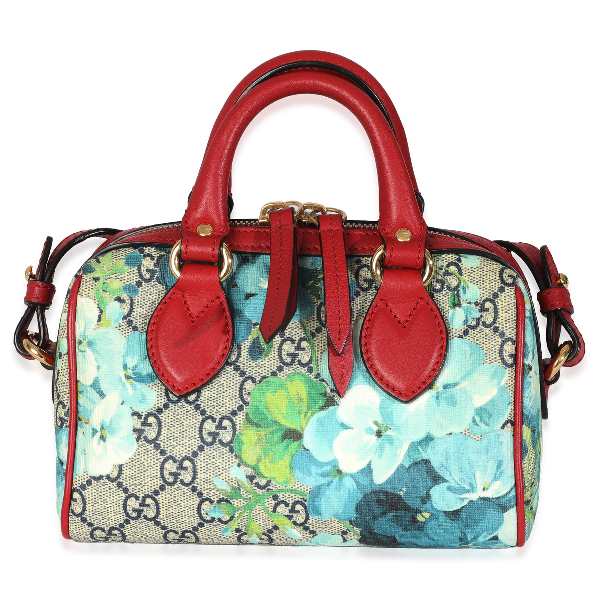 Blue Beige GG Supreme Monogram Blooms Mini Boston