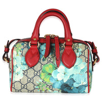 Blue Beige GG Supreme Monogram Blooms Mini Boston