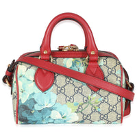 Blue Beige GG Supreme Monogram Blooms Mini Boston