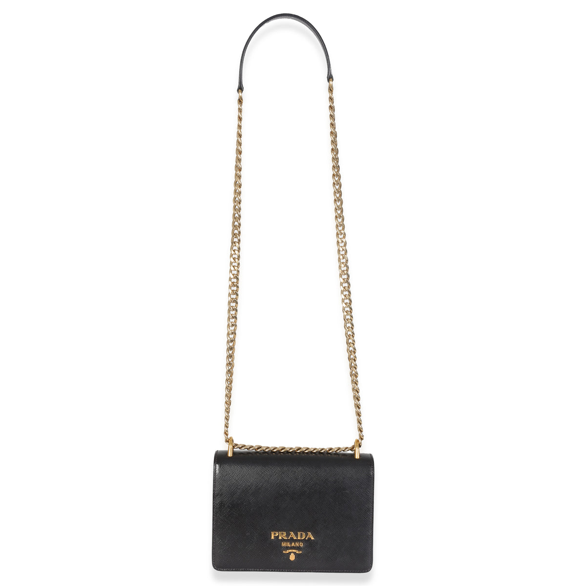 Black Saffiano Chain Shoulder Bag