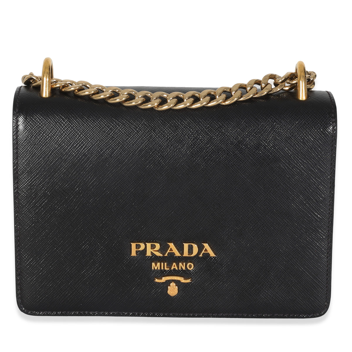 Black Saffiano Chain Shoulder Bag