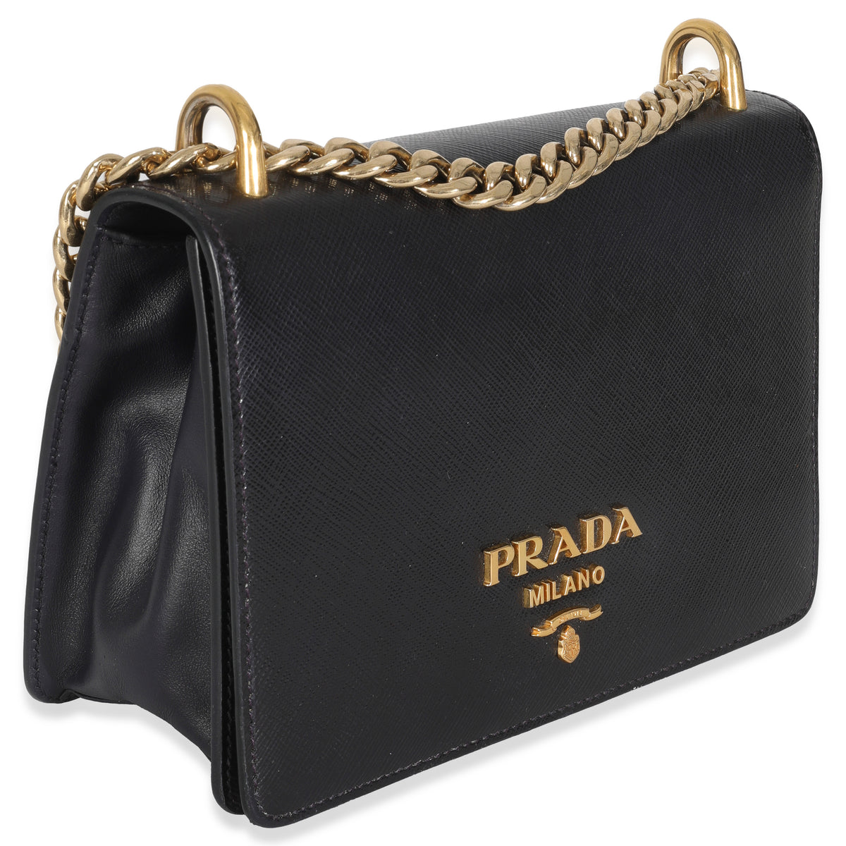Black Saffiano Chain Shoulder Bag