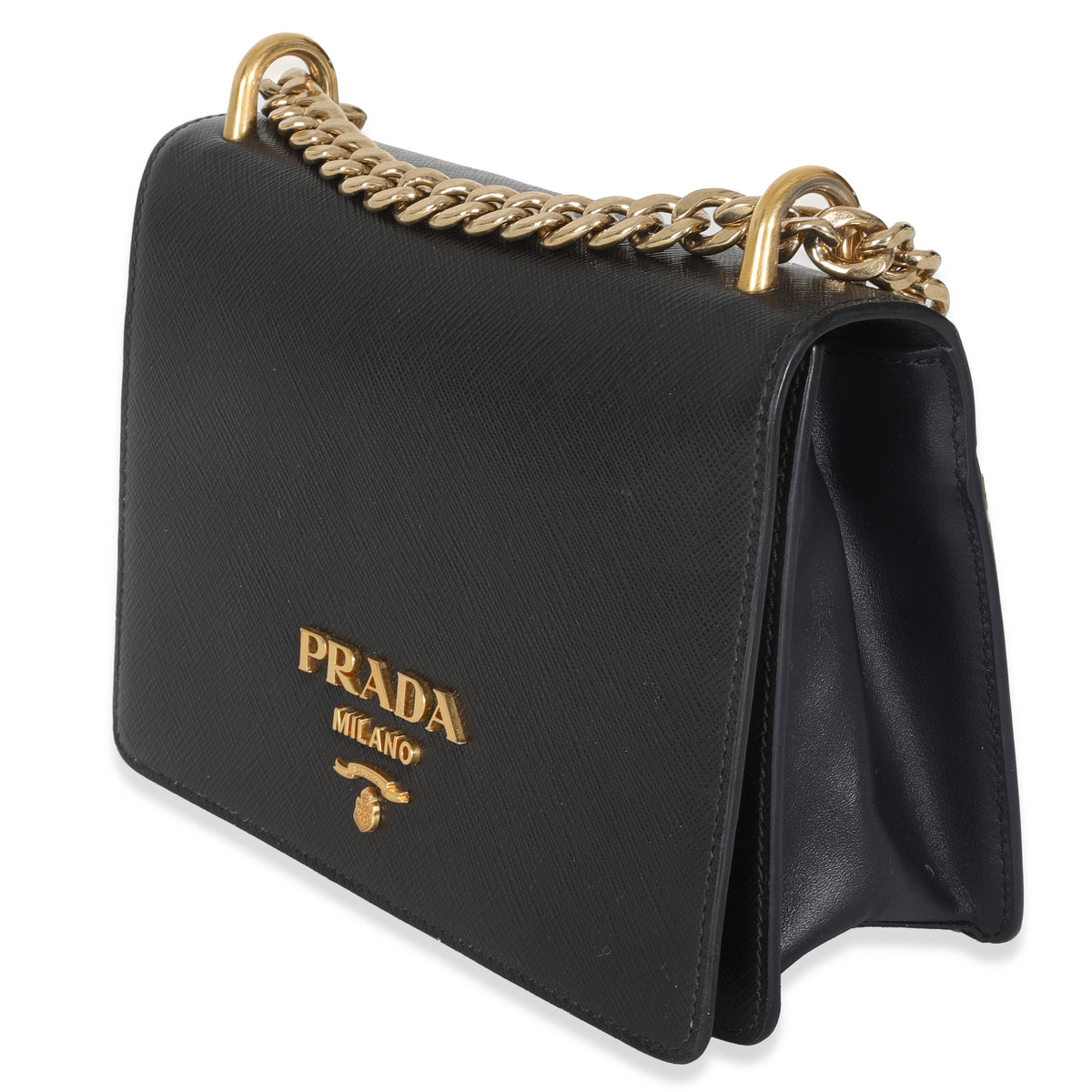 Black Saffiano Chain Shoulder Bag