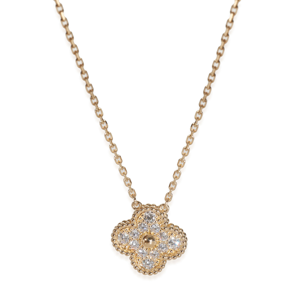 Yellow Gold Diamond Vintage Alhambra Pendant