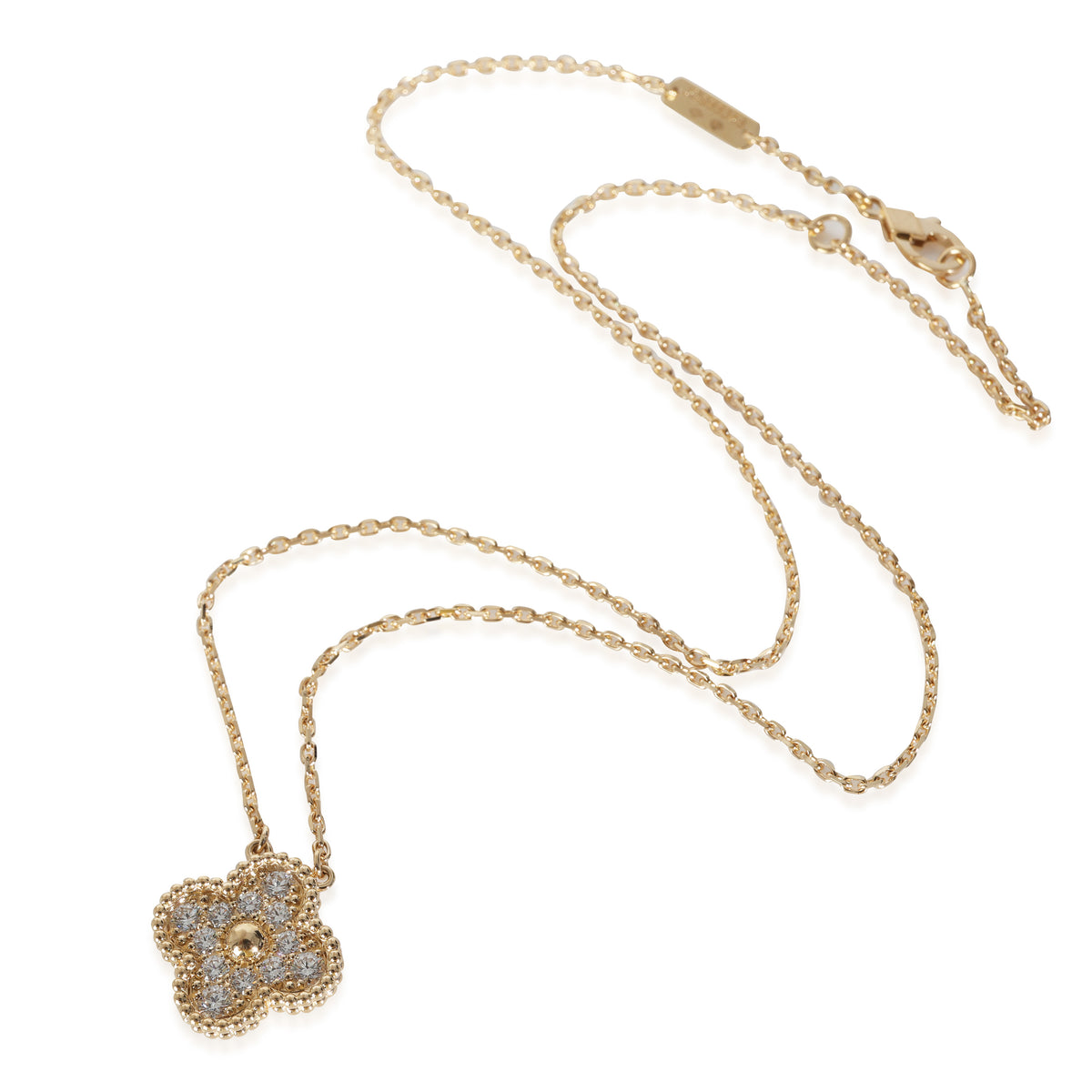 Yellow Gold Diamond Vintage Alhambra Pendant