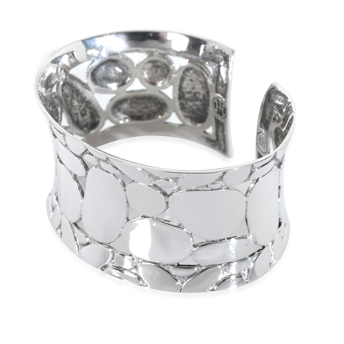 Sterling Silver  Kali Pebble Wide Cuff Bracelet