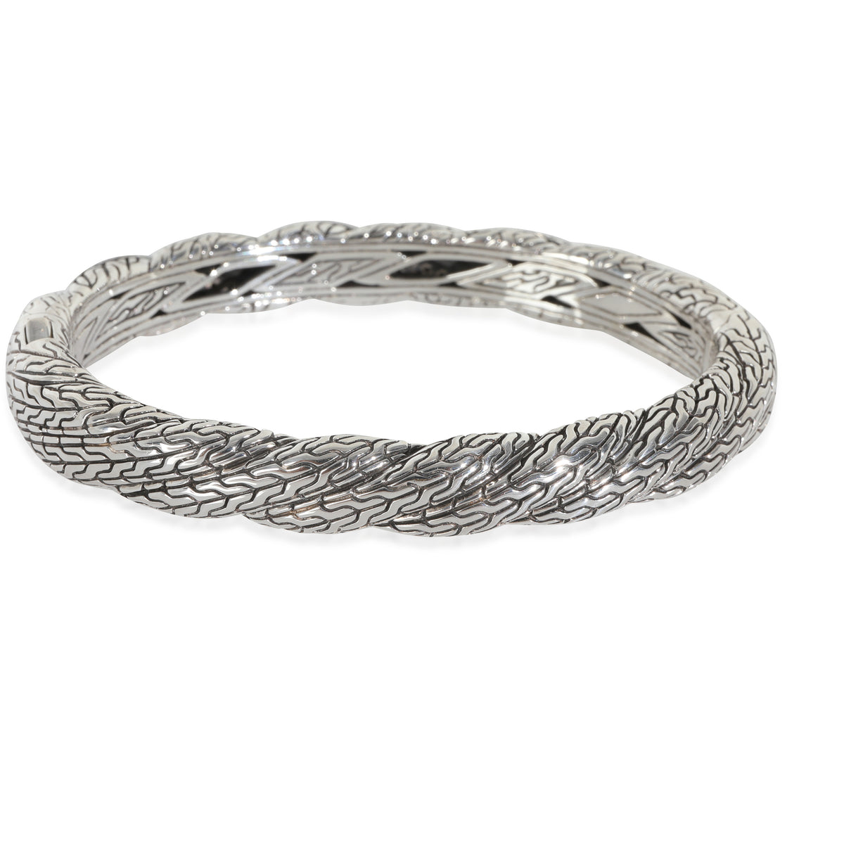 John Hardy Sterling Silver Sapphire Twist Chain Lava Bangle Bracelet bv