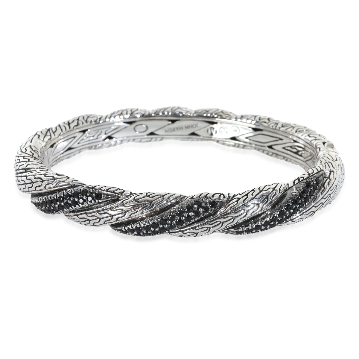 John Hardy Sterling Silver Sapphire Twist Chain Lava Bangle Bracelet fv