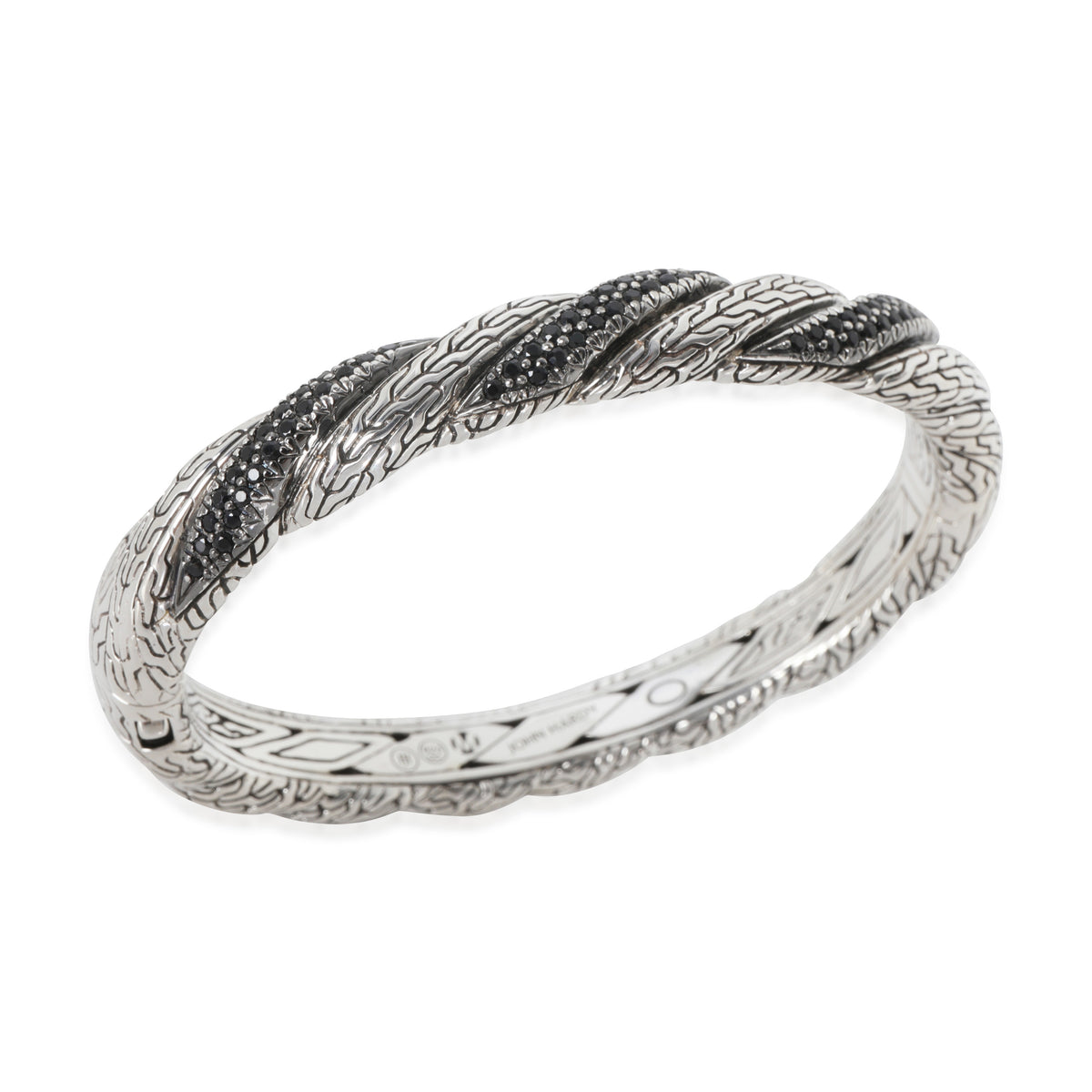 John Hardy Sterling Silver Sapphire Twist Chain Lava Bangle Bracelet pv