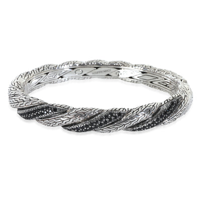Sterling Silver Sapphire Twist Chain Lava Bangle Bracelet