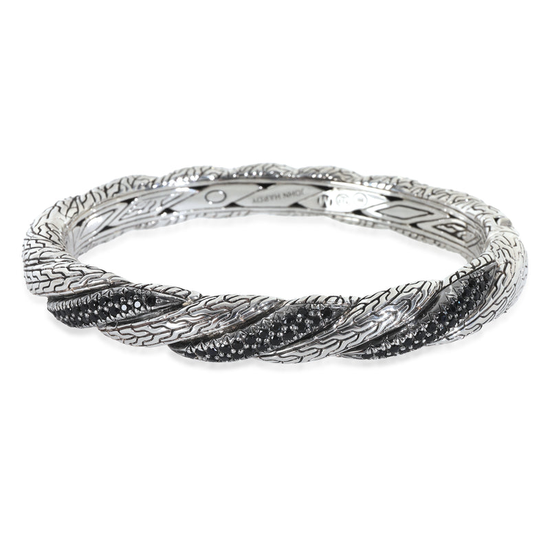 Sterling Silver Sapphire Twist Chain Lava Bangle Bracelet