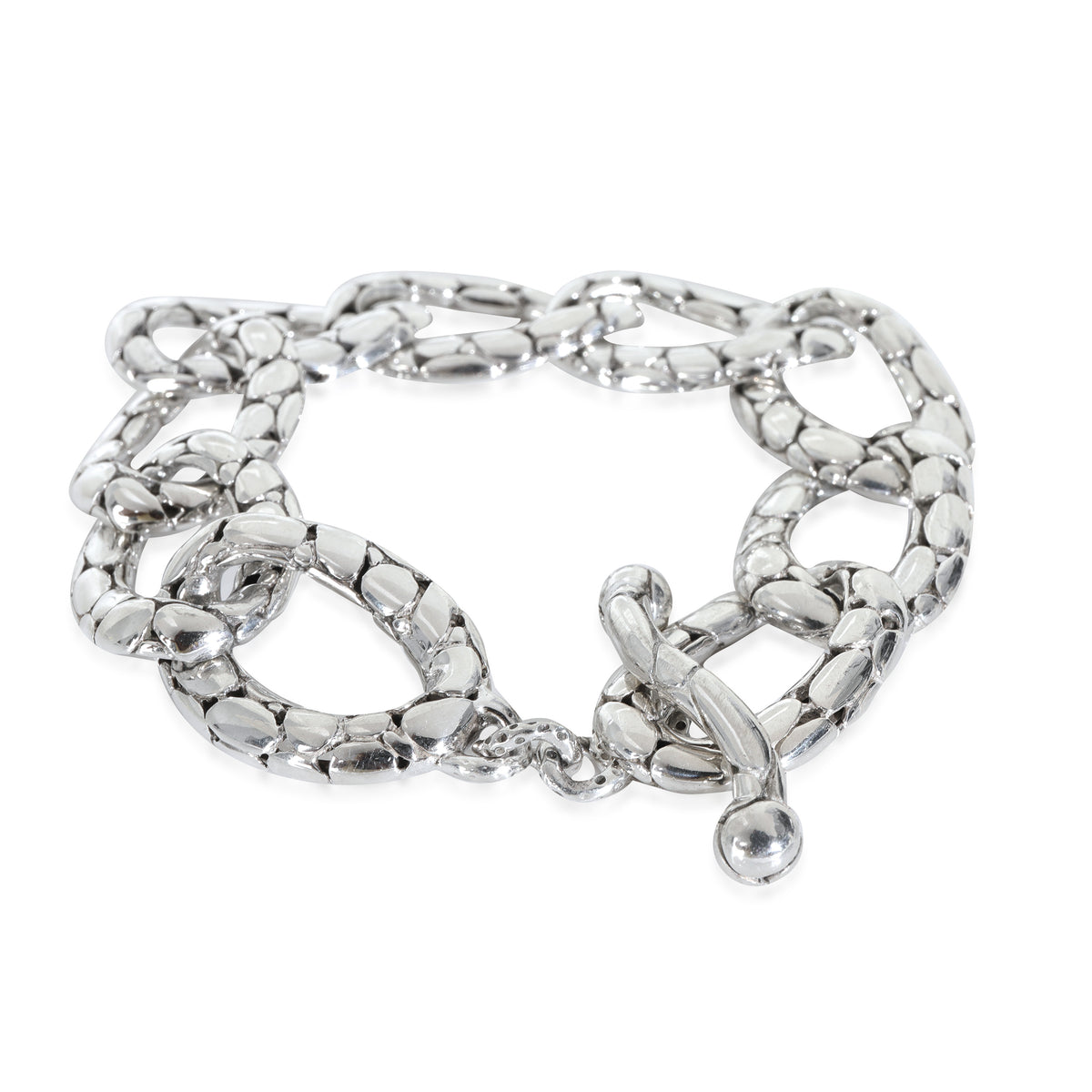 Sterling Silver  Kali Pebble Flat Link Bracelet