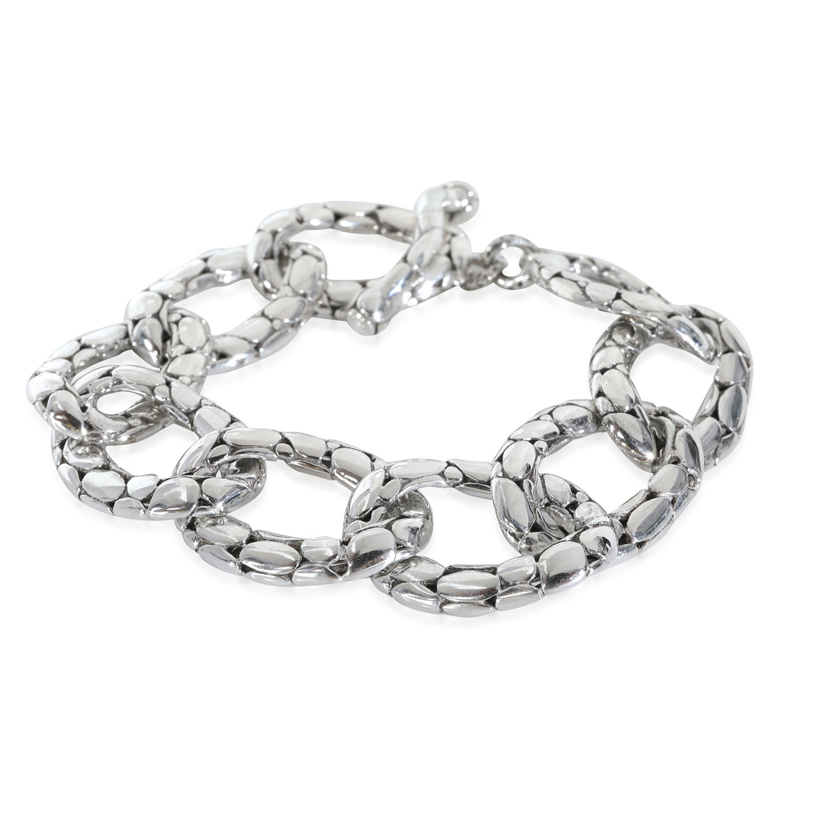 Sterling Silver  Kali Pebble Flat Link Bracelet