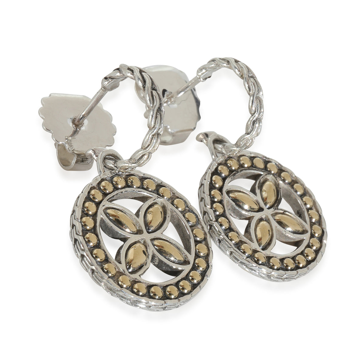 Yellow Gold & Sterling Silver  Kali Flower Earrings