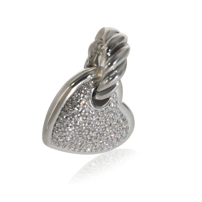 Sterling Silver Diamond Sculpted Cable Heart Pendant