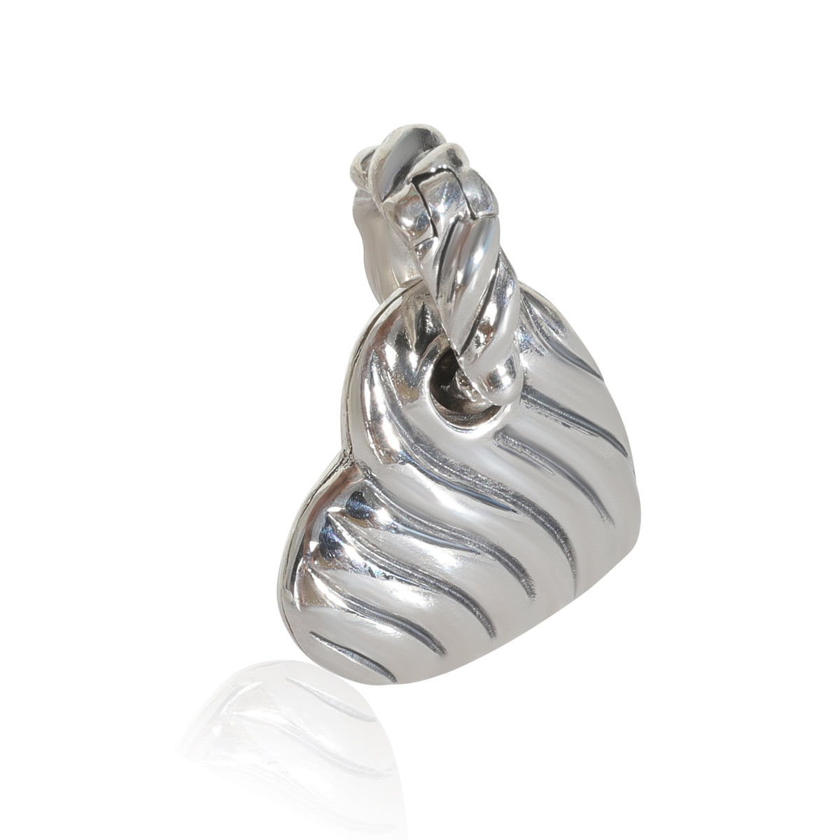 Sterling Silver Diamond Sculpted Cable Heart Pendant