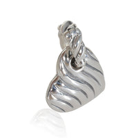 Sterling Silver Diamond Sculpted Cable Heart Pendant