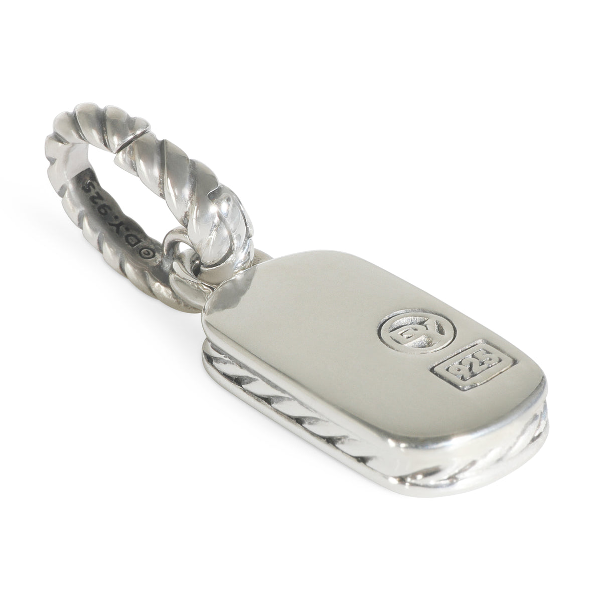 Sterling Silver Diamond Mini Midnight Melange Dog Tag Pendant