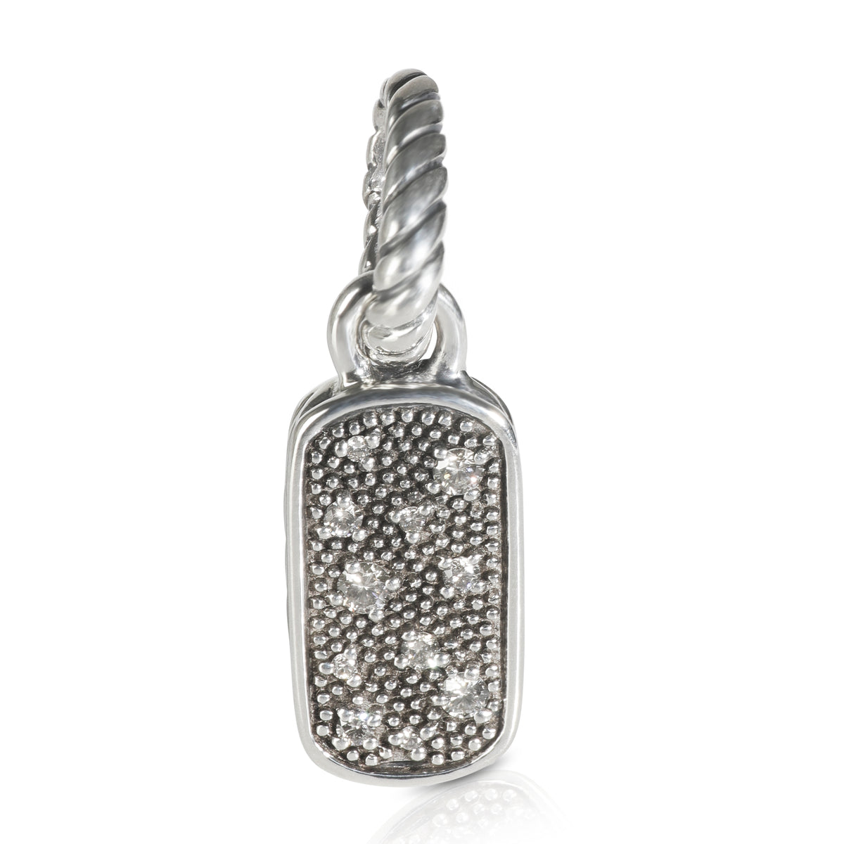 Sterling Silver Diamond Mini Midnight Melange Dog Tag Pendant