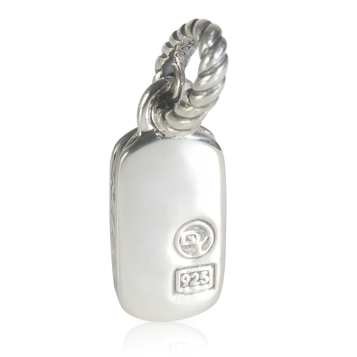 Sterling Silver Diamond Mini Midnight Melange Dog Tag Pendant