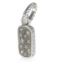 Sterling Silver Diamond Mini Midnight Melange Dog Tag Pendant