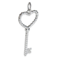 Sterling Silver  Twist Heart Key Pendant
