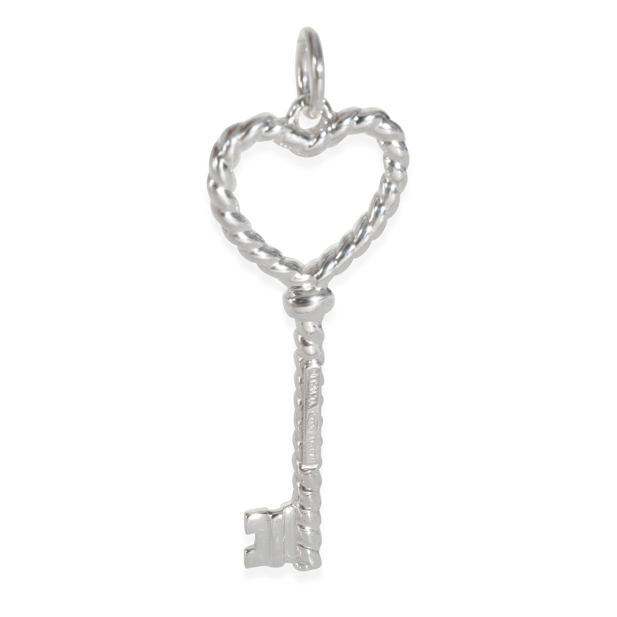 Sterling Silver  Twist Heart Key Pendant