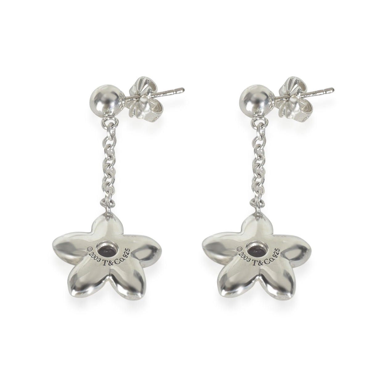 Sterling Silver Iolite Vintage Flower Earrings