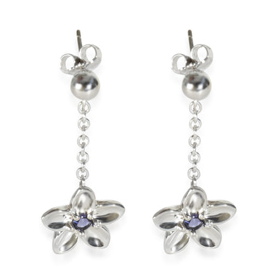 Sterling Silver Iolite Vintage Flower Earrings