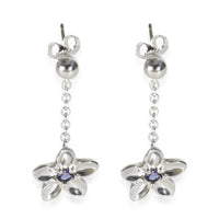 Sterling Silver Iolite Vintage Flower Earrings