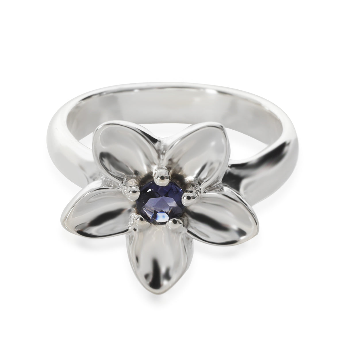 Sterling Silver Iolite Vintage Flower Ring