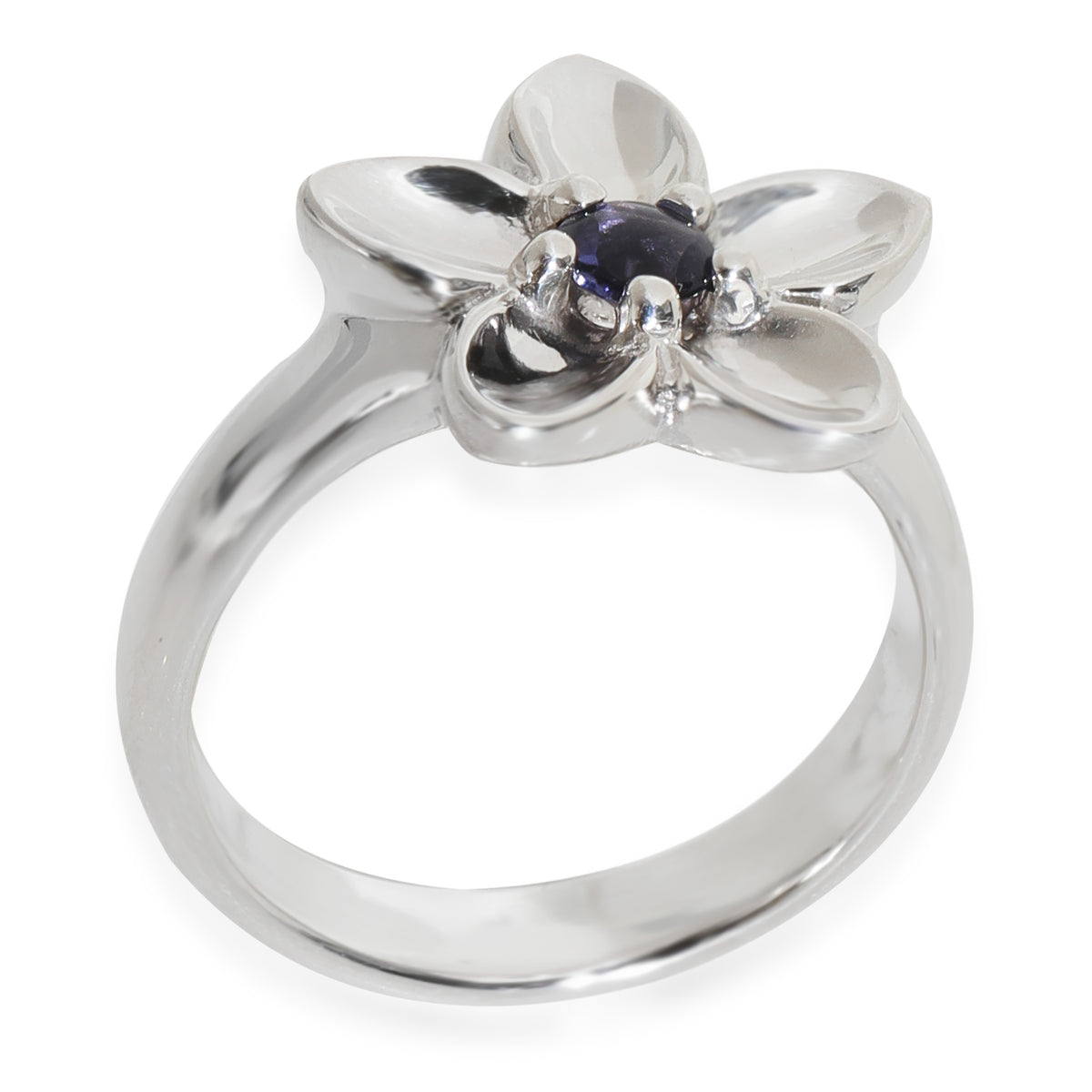 Sterling Silver Iolite Vintage Flower Ring