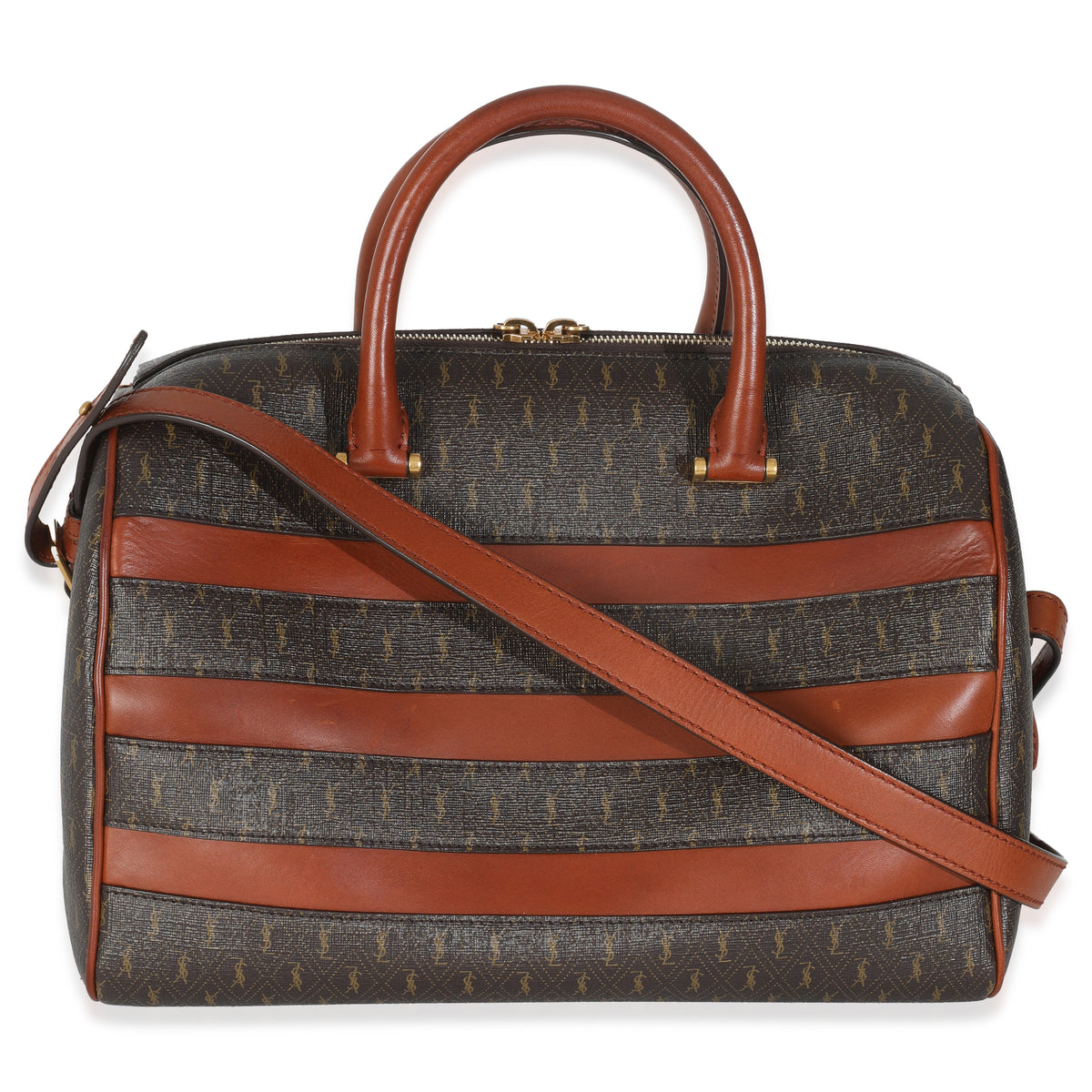 Monogram Canvas Tan Calfskin Classic Duffle Bag