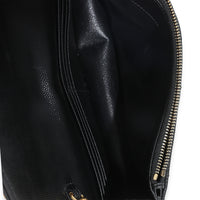 Black Grain De Poudre Matelasse Chevron Monogram Chain Wallet