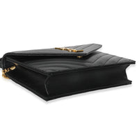 Black Grain De Poudre Matelasse Chevron Monogram Chain Wallet