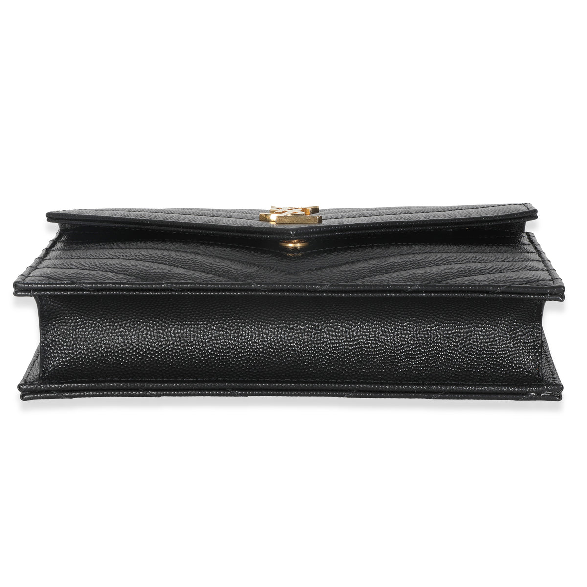 Black Grain De Poudre Matelasse Chevron Monogram Chain Wallet
