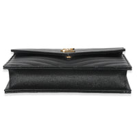 Black Grain De Poudre Matelasse Chevron Monogram Chain Wallet